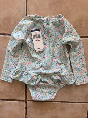 Ralph Lauren Baby Girls Floral Zip Rash Guard Swimsuit